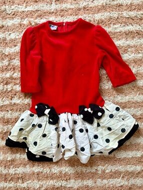 Vintage DVF Red Velvet with Polka Dot Taffeta Dress